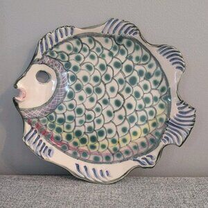 Clay Horizons Hanging Decorative Ceramic Fish Plate/Platter, GUC, Signed